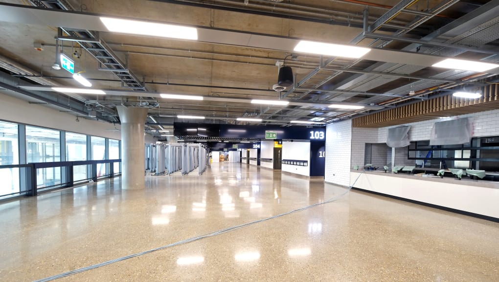 View of a completed concourse section of the Tottenham Hotspur stadium