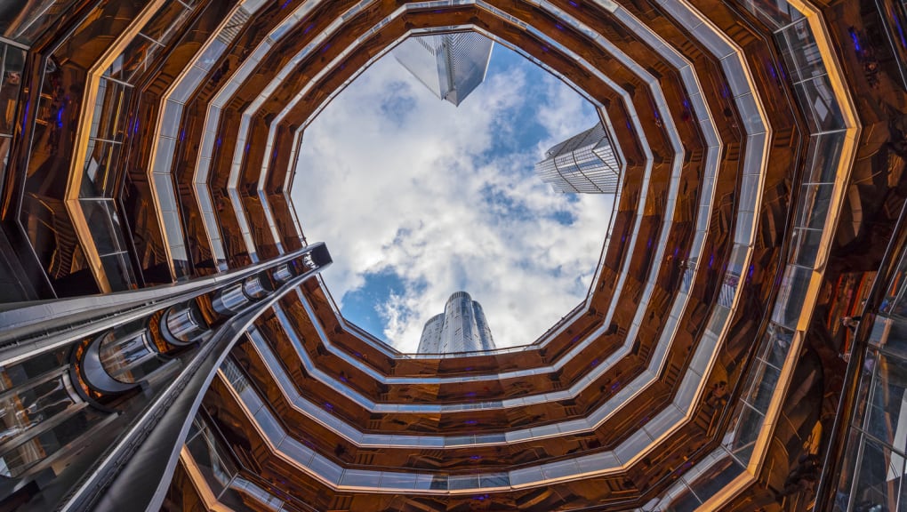 Interior view looking up to the sky within the Vessel