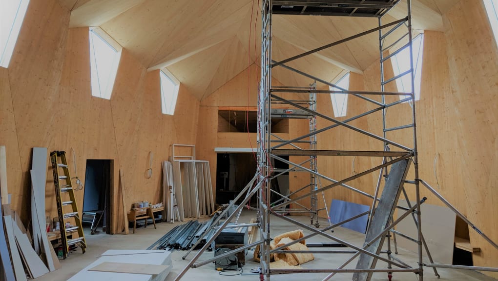 Inside shot of construction within the Stroud Christian community chapel