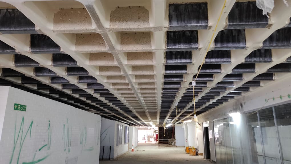 Interior view of construction in London Road Building