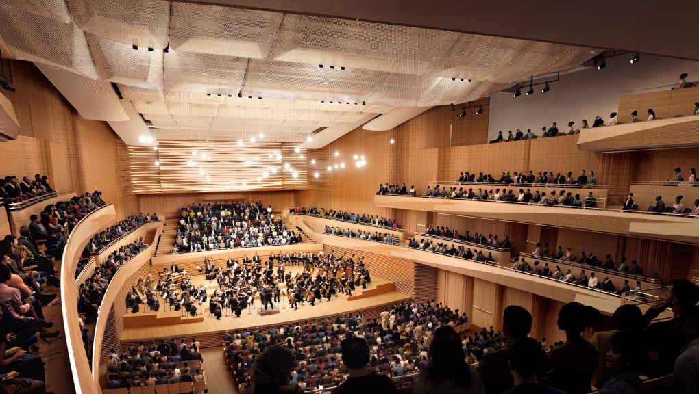 Interior rendering of David Geffen Hall Renovation, Lincoln Center. Copyright Diamond Schmitt