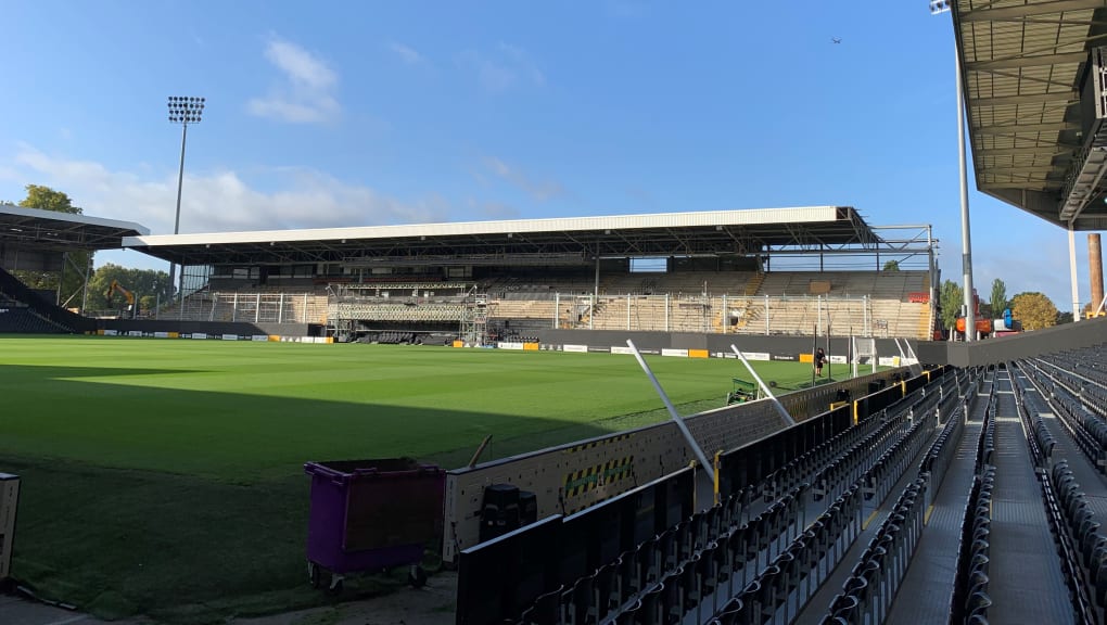 View of Fulham FC Riverside Stand from inside the stadium