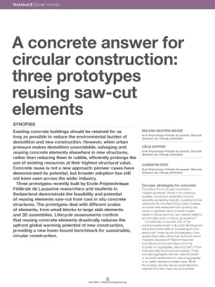 A concrete answer for circular construction: three prototypes reusing saw-cut elements
