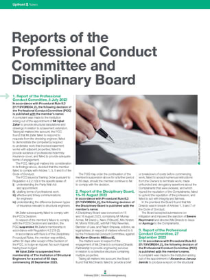 Reports of the Professional Conduct Committee and Disciplinary Board