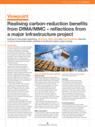 Viewpoint: Realising carbon-reduction benefits from DfMA/MMC – reflections from a major infrastructure project