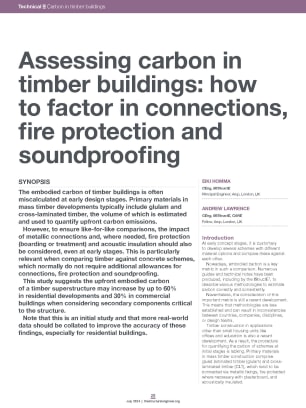 Assessing carbon in timber buildings: how to factor in connections, fire protection and soundproofing