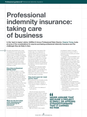 Professional indemnity insurance: taking care of business