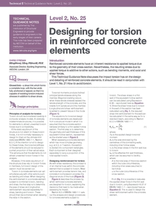 Technical Guidance Note (Level 2, No. 25): Designing for torsion in reinforced concrete elements