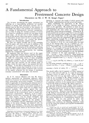 A Fundamental Approach to Prestressed Concrete Design Ulscusslon on Mr. J. W. H. King&#8217;s Paper
