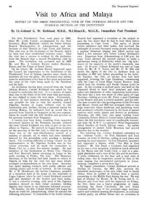 Visit to Africa and Malaya. Report of the 1960/61 Presidential Tour of the Overseas Branch and the O