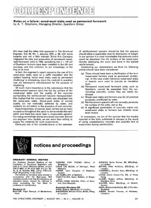 Correspondence Notes on a Failure: Wood-wool Slabs used as Permanent Formwork by A.T. Stephens