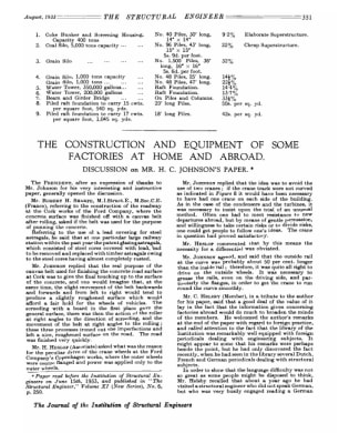 The Construction and Equipment of Some Factories at Home and Abroad Discussion on Mr. H.C. Johnson's