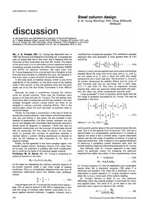 Discussion on Steel Column Design by B.W. Young