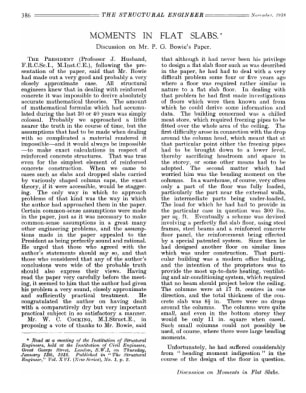 Moments in Flat Slabs. Discussion on Mr P.G. Bowie's Paper