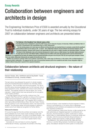 Educational Trust Essay Awards: Collaboration between engineers and architects in design