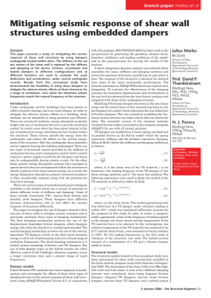 Mitigating seismic response of shear wall structures using embedded dampers