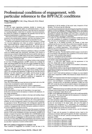 Professional Conditions of Engagement, with Particular Reference to the BPF/ACE Conditions