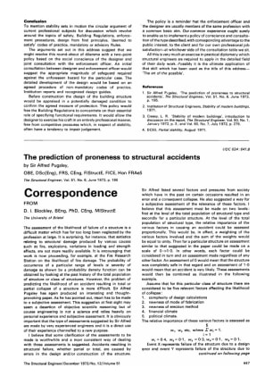 Correspondence on The Prediction of Proneness to Structural Accidents