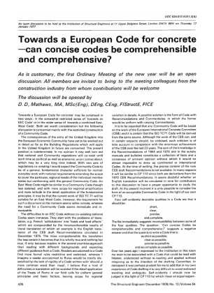 Open Discussion on Towards a European Code for Concrete - Can Concise Codes be Comprehensible and Co