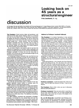 Discussion on Looking Back on 45 Years as a Structural Engineer by Fritz Leonhardt
