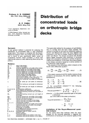 Distribution of Concentrated Loads on Orthotropic Bridge Decks
