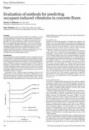 Evaluation of Methods for Predicting Occupant-Induced Vibrations in Concrete Floors