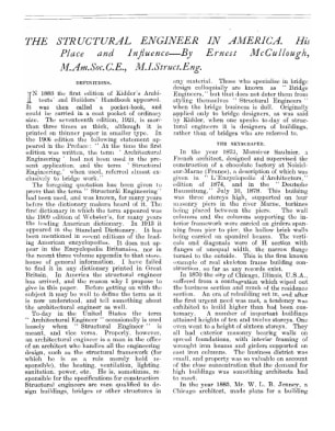 The Structural Engineer in America. His Place and Influence