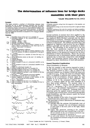 The Determination of Influence Lines for Bridge Decks Monolithic with their Piers