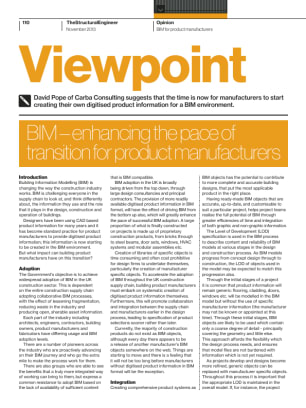 Viewpoint: BIM – enhancing the pace of transition for product manufacturers