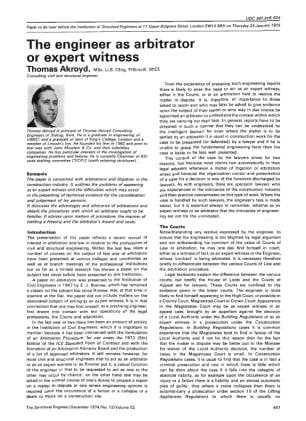The Engineer as Arbitrator or Expert Witness
