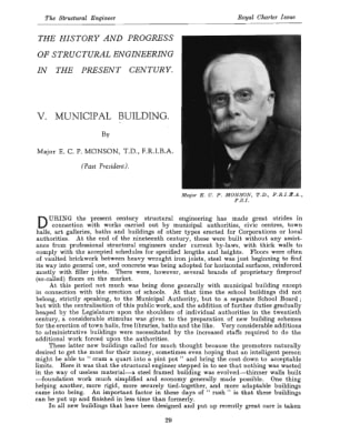 The History and Progress of Structural Engineering in the Present Century V. Municipal Building