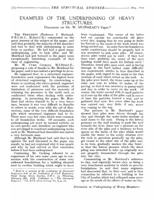 Examples of the Underpinning of Heavy Structures. Discussion on Mr. W. Muirhead's Paper