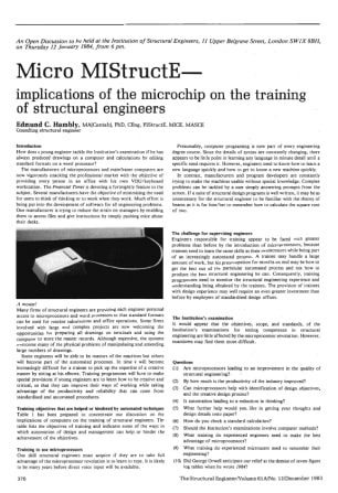Micro MIstructE - Implications of the Microchip on the Training of Structural Engineers