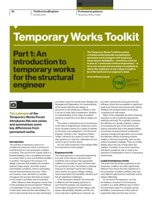 Temporary Works Toolkit. Part 1: An introduction to temporary works for the structural engineer