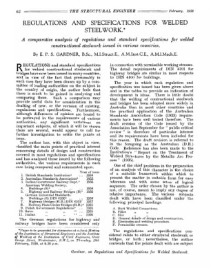 Regulations and Specifications for Welded Steelwork.  A comparative analysis of regulations and stan