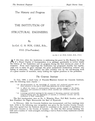 The History and Progress of the Institution of Structural Englineers