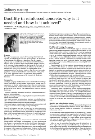 Ductility in Reinforced Concrete: Why is it Needed and How is it Acheived?