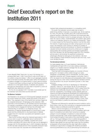 Chief Executive’s report on the Institution 2011