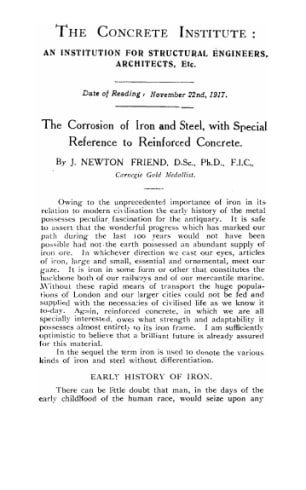 The corrosion of iron and steel, with special reference to reinforced concrete