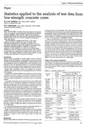 Statistics Applied to the Analysis of Test Data from Low-Strength Concrete Cores