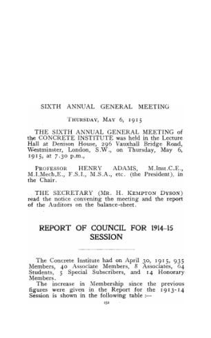Report of Council for 1914-15 session