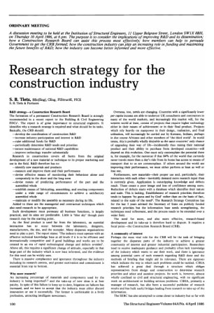 Research Strategy for the Construction Industry