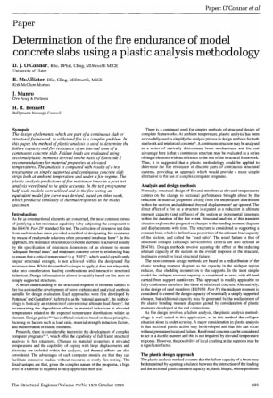 Determination of the Fire Endurance of Model Concrete Slabs Using a Plastic Analysis Methodology