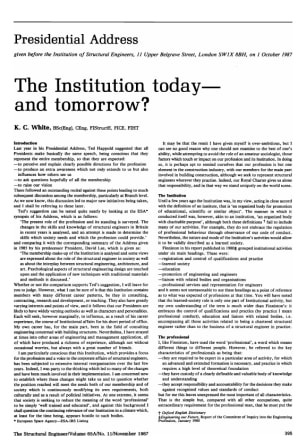 Presidential Address. The Institution Today - and Tomorrow?