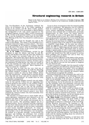 Structural Engineering Research in Britain. Report of the Debate at an Ordinary Meeting of IStructE 