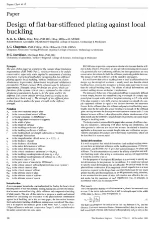 Design of Flat-Bar-Stiffened Plating Against Local Buckilng