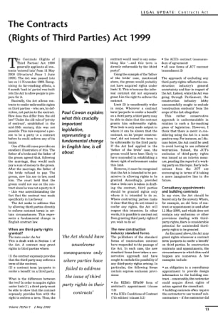 Legal Update. The Contracts (Rights of Third Parties) Act 1999