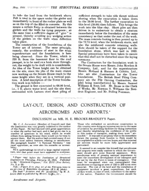 Lay-Out, Design and Construction of Aerodromes and Airports. Discussion on Mr. H.E. Brooke-Bradley's