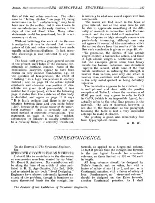Correspondence Strength of Compression Members