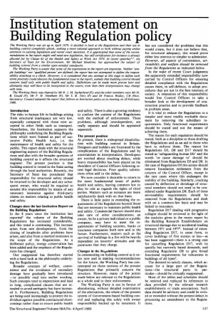 Institution Statement on Building Regulation Policy